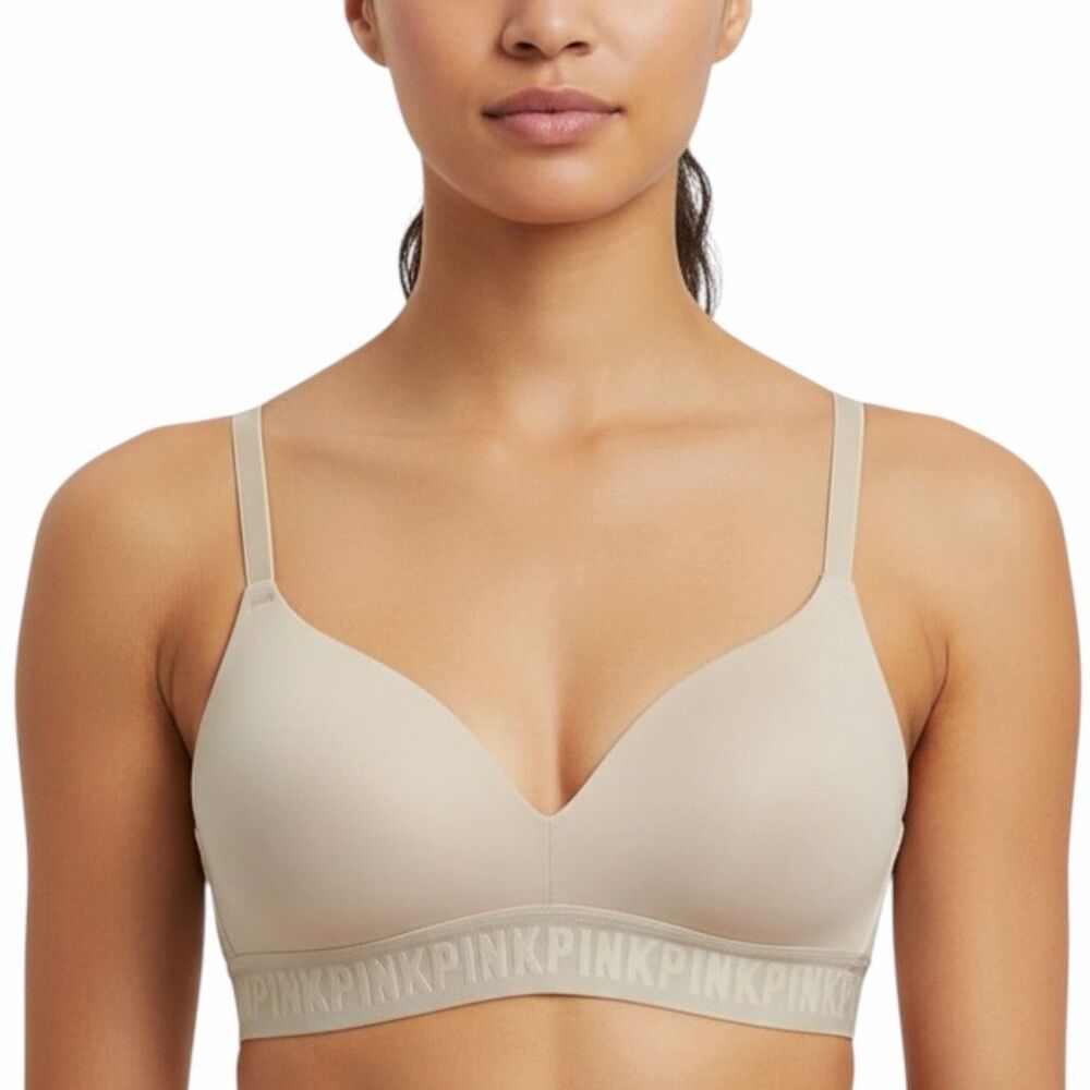 PINK VICTORIA’S SECRET Women’s Nude Wear Everywhere Wireless Padded Bra Size 32C